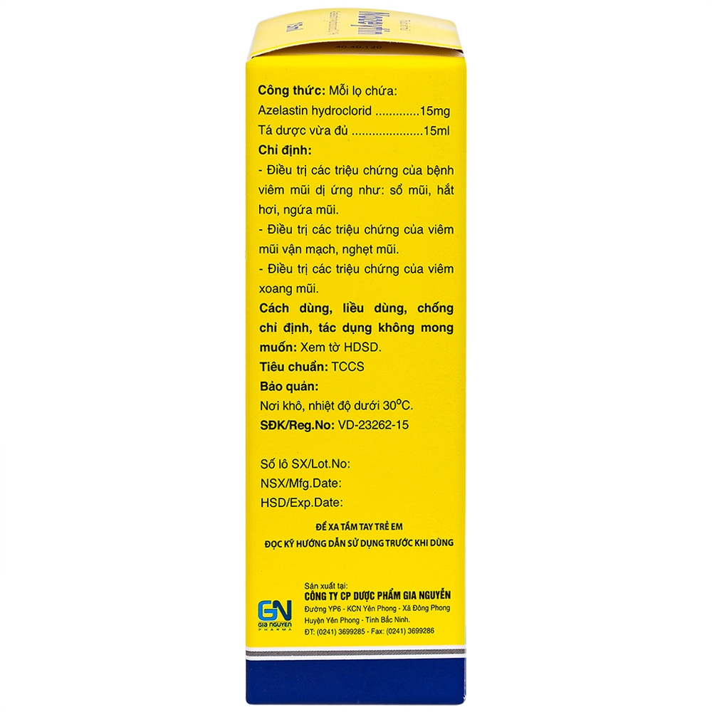 Thuốc xịt mũi Nozeytin Gia Nguyễn điều trị viêm mũi dị ứng, sổ mũi, hắt hơi, ngứa mũi (15ml)