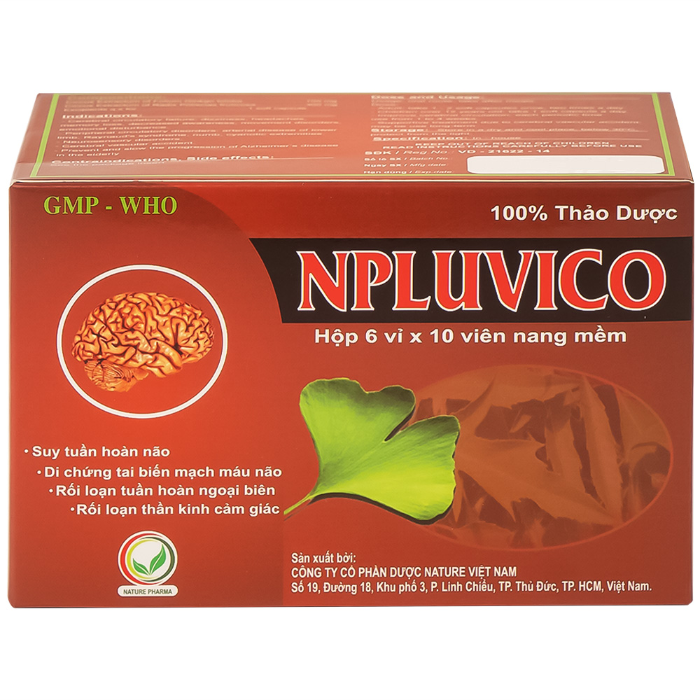 Thuốc Npluvico Nature điều trị suy tuần hoàn não (6 vỉ x 10 viên)