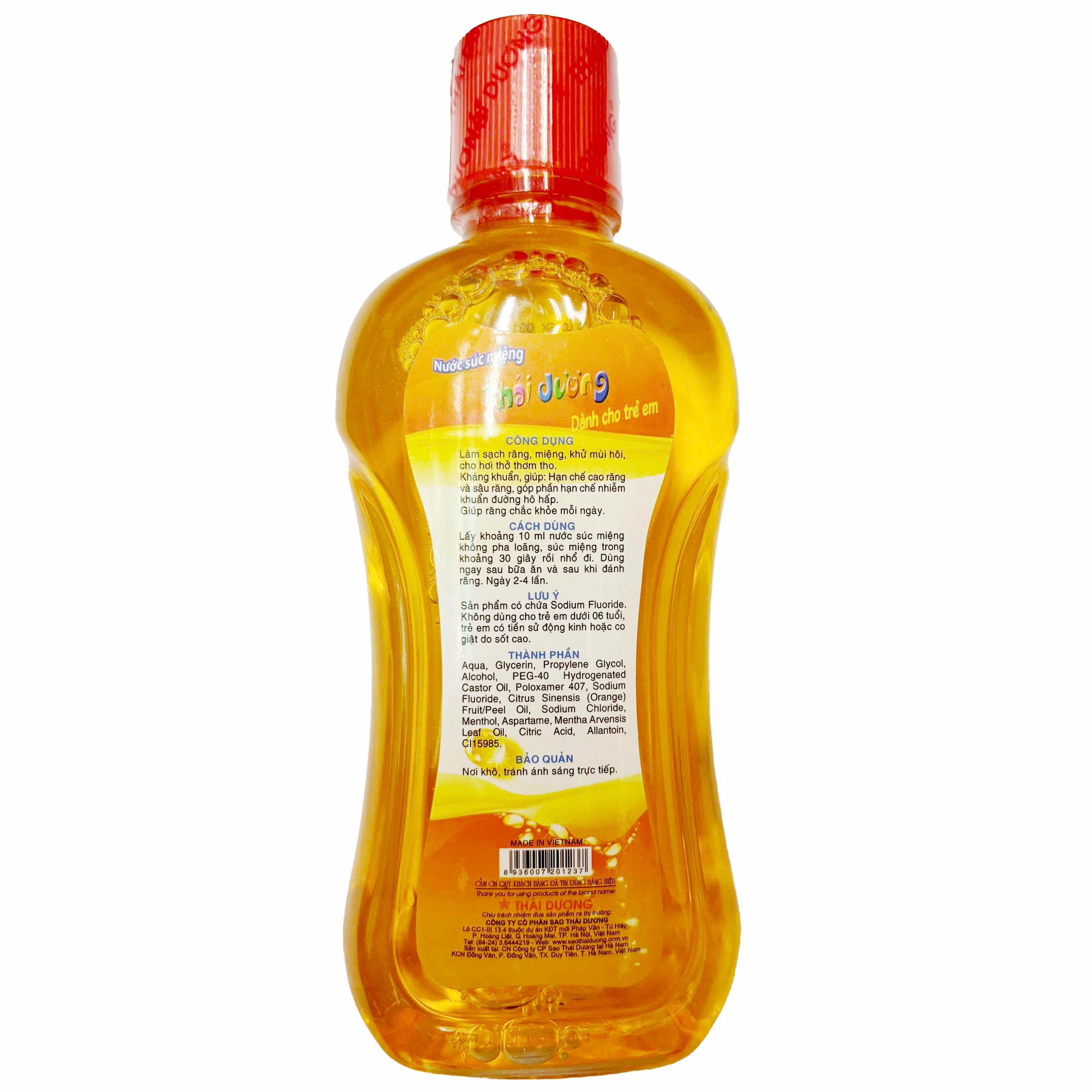 Nước súc miệng Valentine Kiddy Thái Dương diệt, ngăn vi khuẩn miệng cho trẻ (250ml)