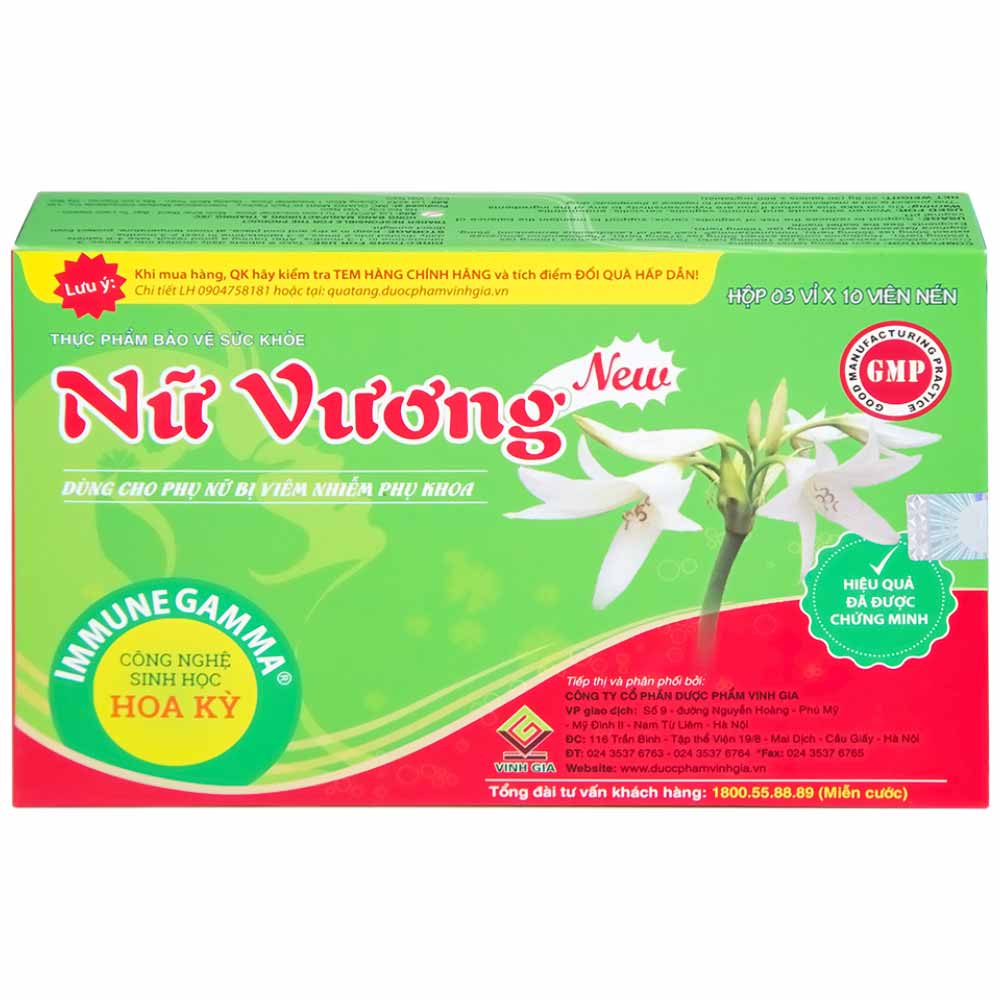 Viên giảm viêm âm đạo Nữ Vương New Vinh Gia (3 vỉ x 10 viên)