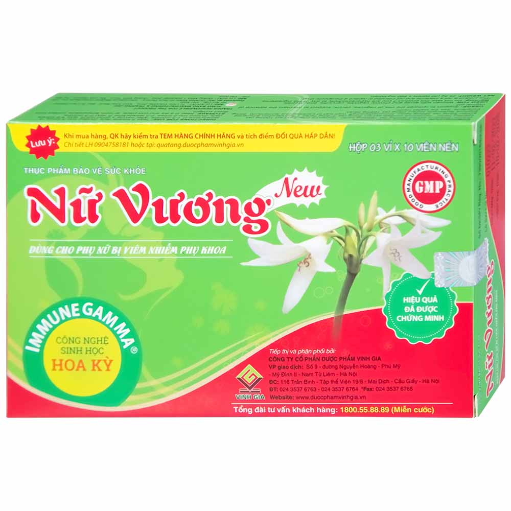 Viên giảm viêm âm đạo Nữ Vương New Vinh Gia (3 vỉ x 10 viên)