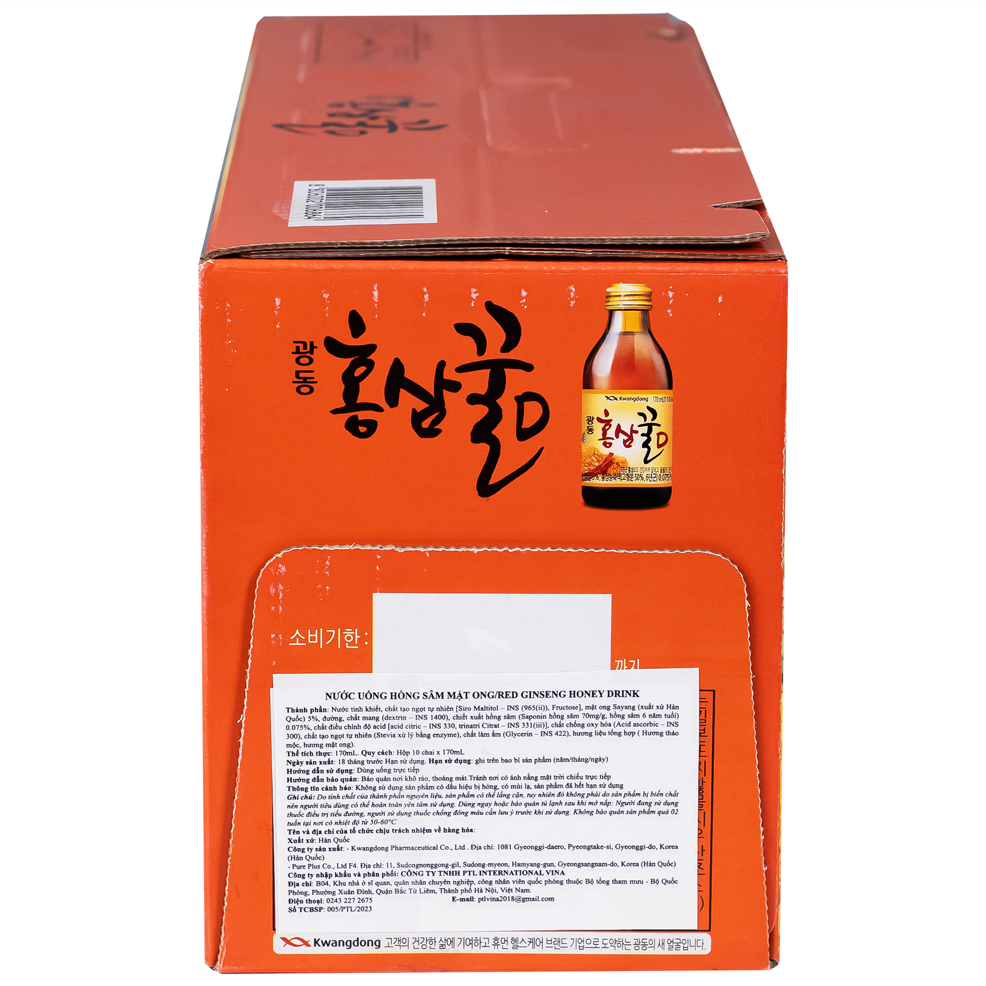 Nước Hồng Sâm Mật Ong Kwangdong (10 chai x 170ml)