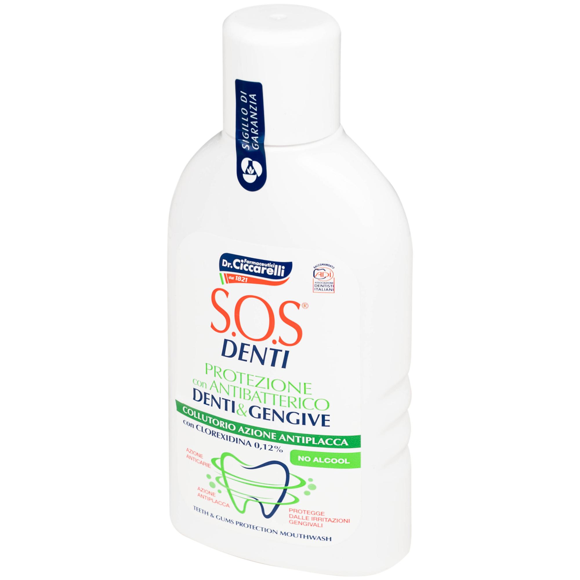 Nước súc miệng giảm mảng báng, bảo vệ răng nứu Dr.Ciccarelli S.O.S Denti chai 400ml