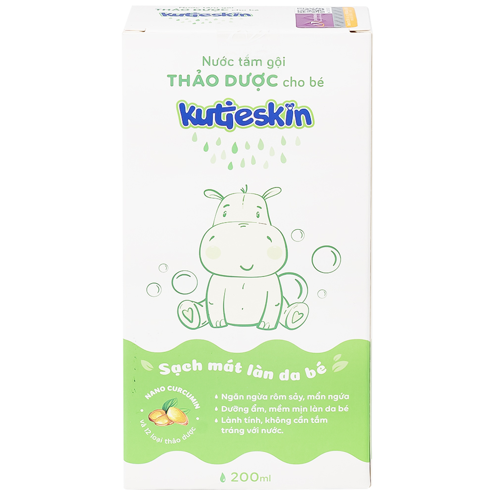 Nước tắm gội thảo dược cho bé Kutieskin làm sạch, dưỡng mềm da và tóc (200ml)