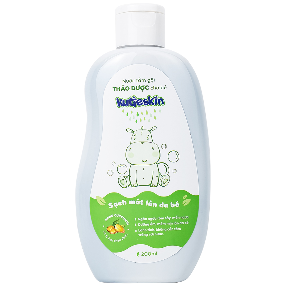 Nước tắm gội thảo dược cho bé Kutieskin làm sạch, dưỡng mềm da và tóc (200ml)