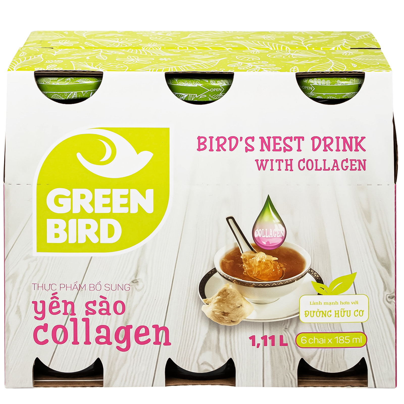 Nước Uống Bổ Dưỡng Yến Sào Collagen Greenbird (6 chai x 185ml)