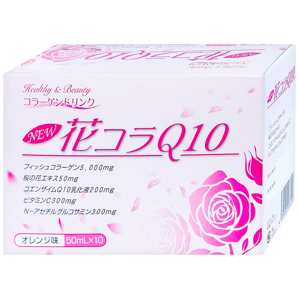 Chai uống bổ sung collagen giúp đẹp da tăng độ ẩm cho da và độ đàn hồi cho da Hana Colla Q10 Jpanwell (10 chai x 50ml)