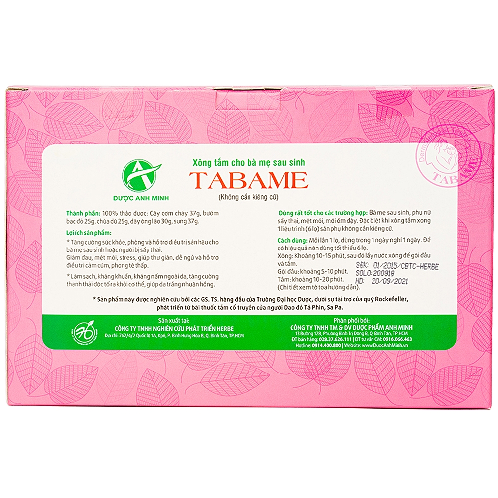 Nước xông tắm gội cho sản phụ Tabame Herbe Combo 2x3 chai 250ml