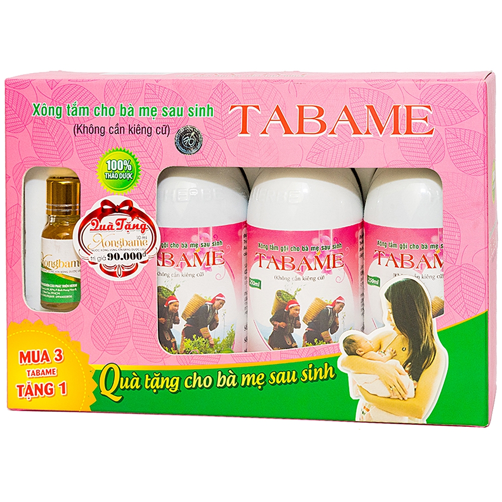 Nước xông tắm gội cho sản phụ Tabame Herbe Combo 2x3 chai 250ml