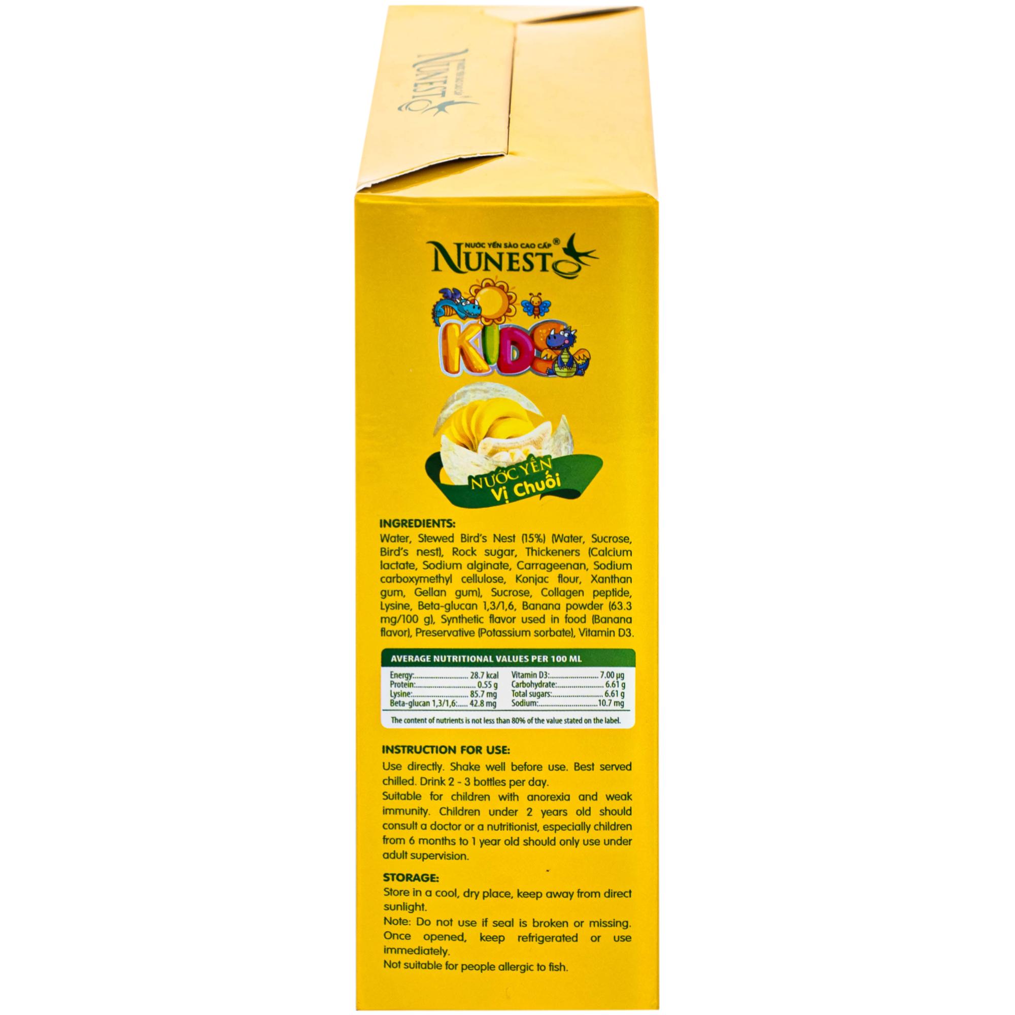 Nước Yến Sào Cao Cấp Cho Trẻ Em Nunest Kid Vị Chuối (6 hũ x 70ml)