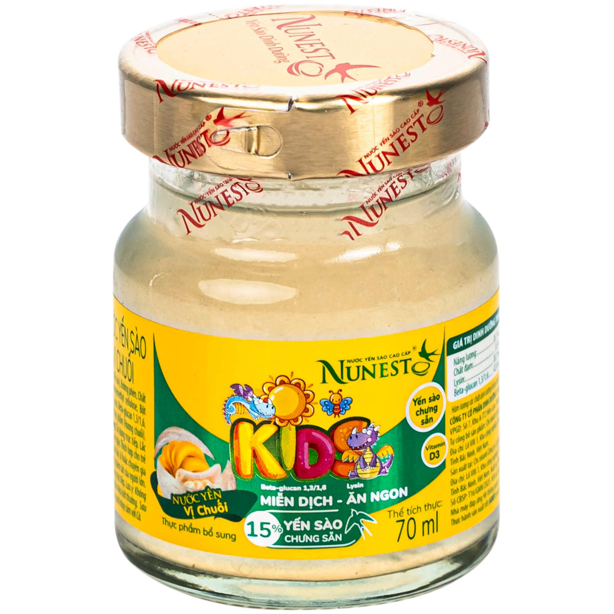 Nước Yến Sào Cao Cấp Cho Trẻ Em Nunest Kid Vị Chuối (6 hũ x 70ml)