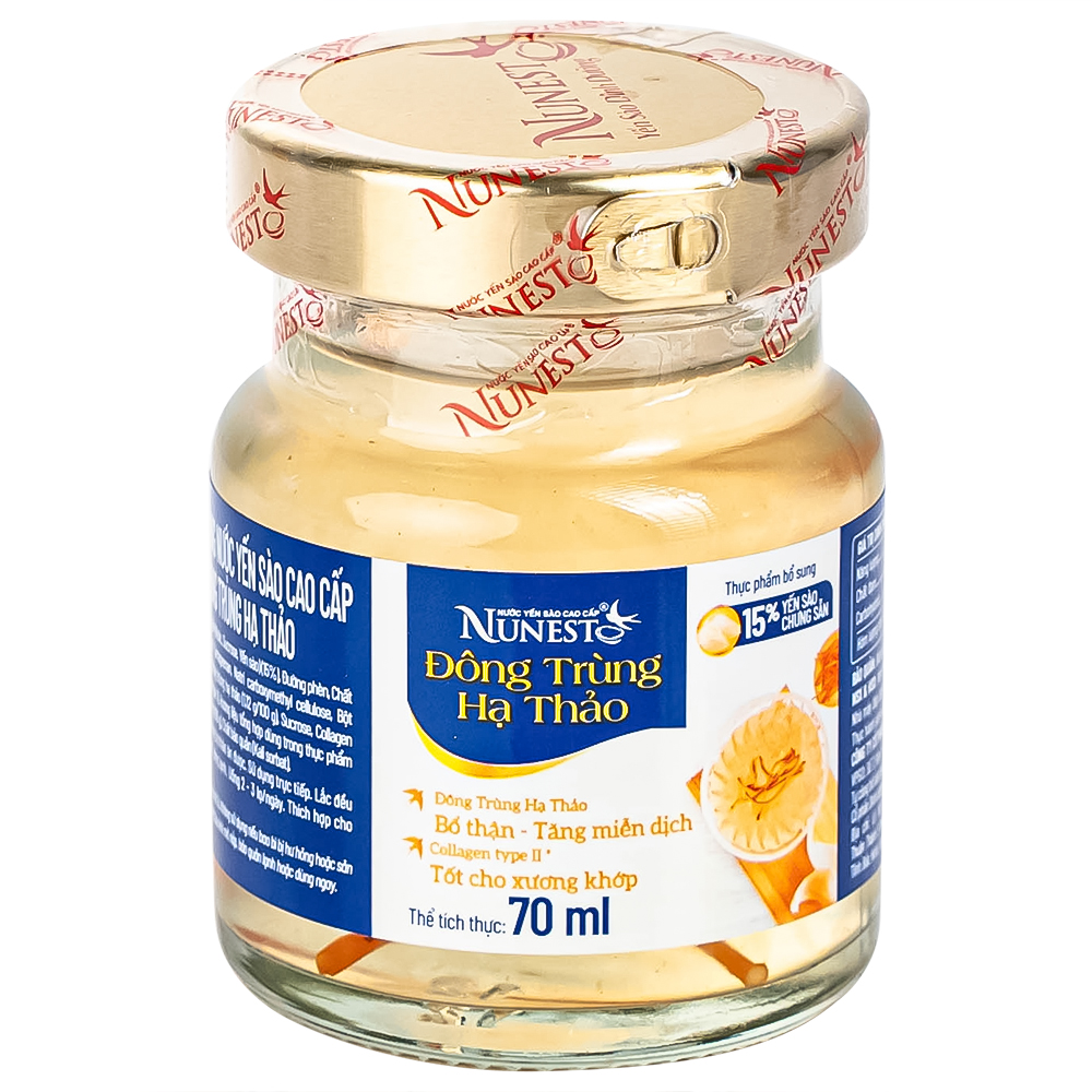 Nước Yến Sào Cao Cấp Nunest Đông Trùng Hạ Thảo 15% Yến (6 hũ x 70ml)