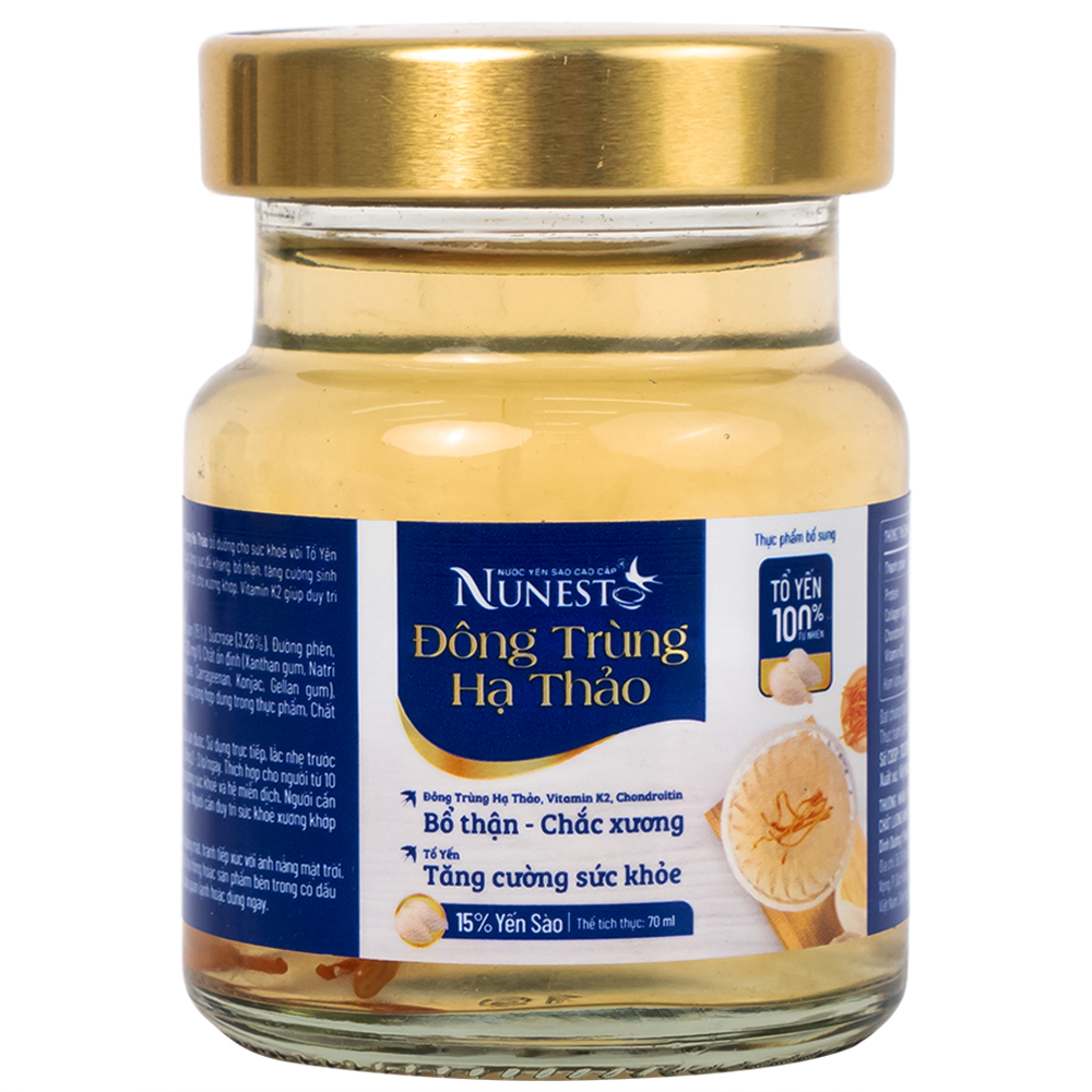Nước Yến Sào Cao Cấp Nunest Đông Trùng Hạ Thảo 15% Yến (6 hũ x 70ml)