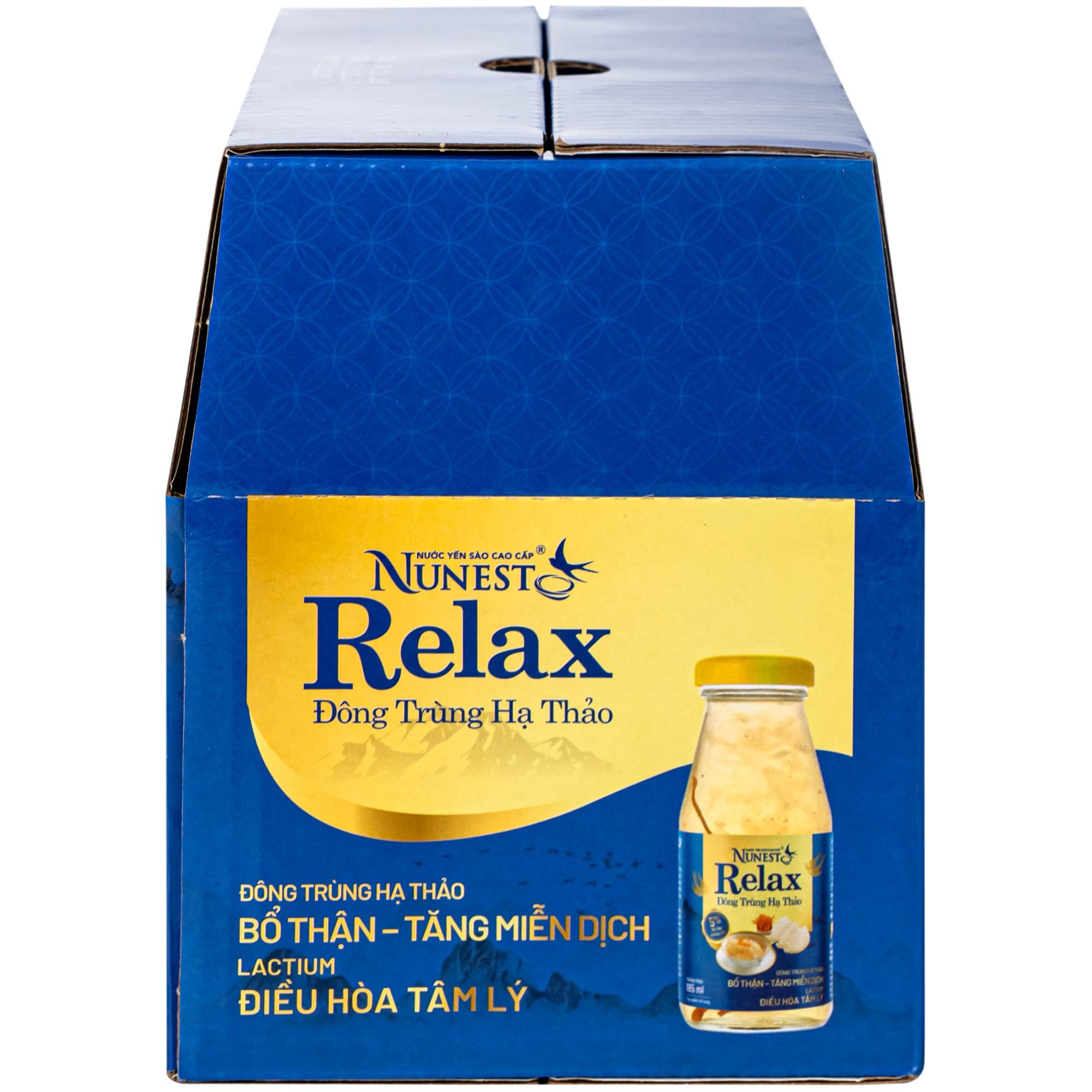Nước Yến Sào Cao Cấp Nunest Relax Đông Trùng Hạ Thảo 5% Yến (6 chai x 185ml)