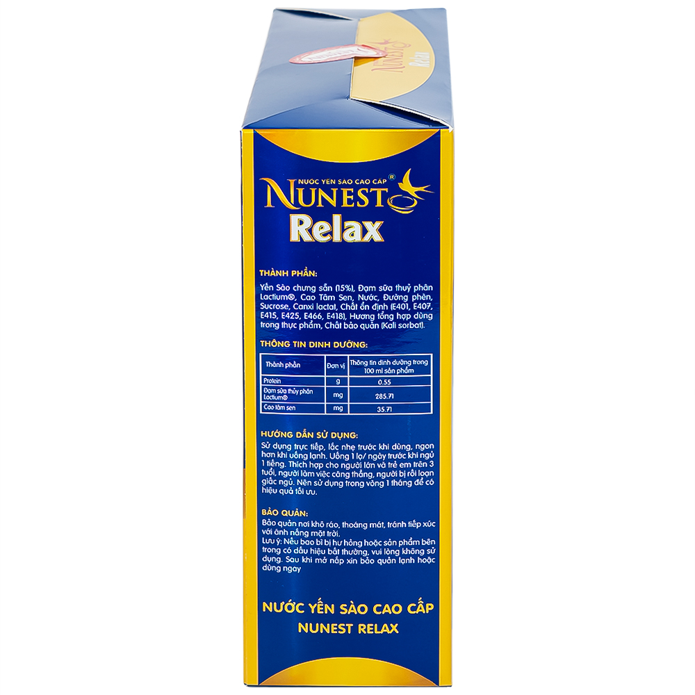 Nước Yến Sào Cao Cấp Nunest Relax - Ngủ Ngon, Giảm Căng Thẳng Mệt Mỏi (6 hũ x 70ml)