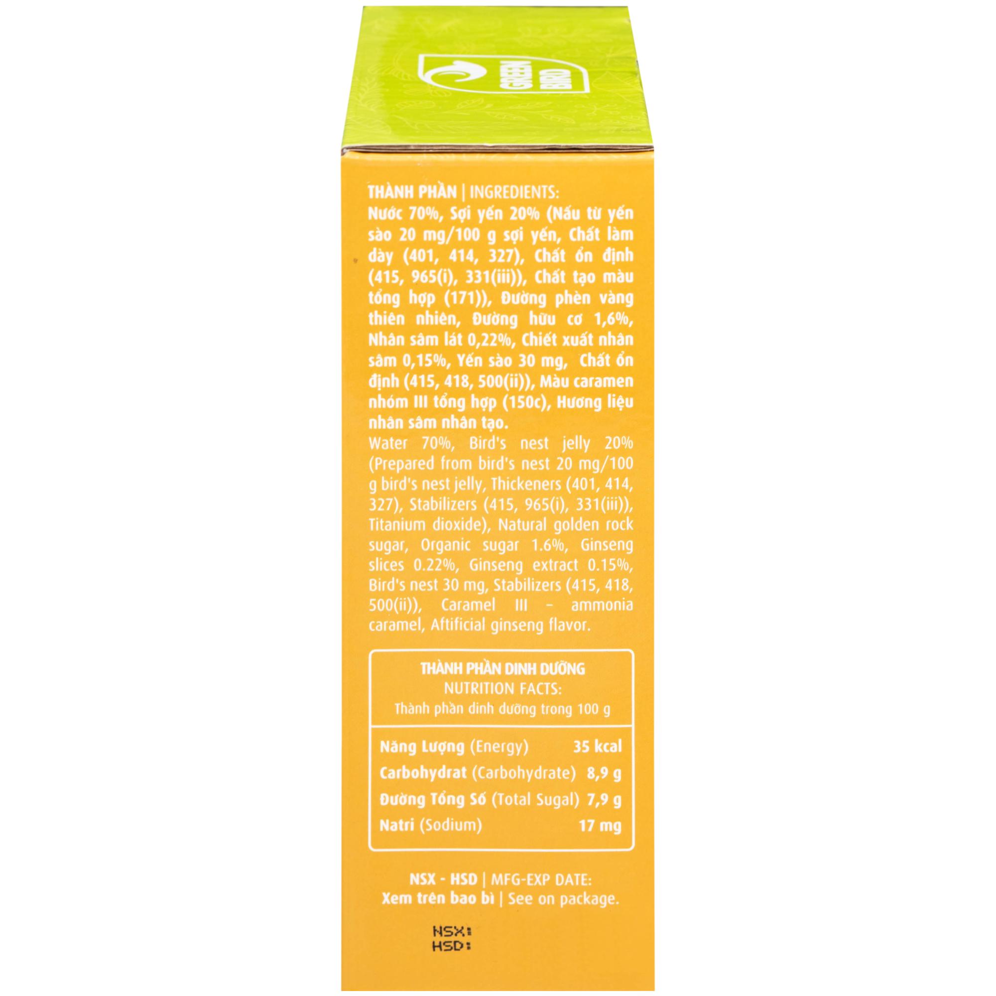 Nước Yến Sào Và Sâm Lát Greenbird (4 hũ x 72g)