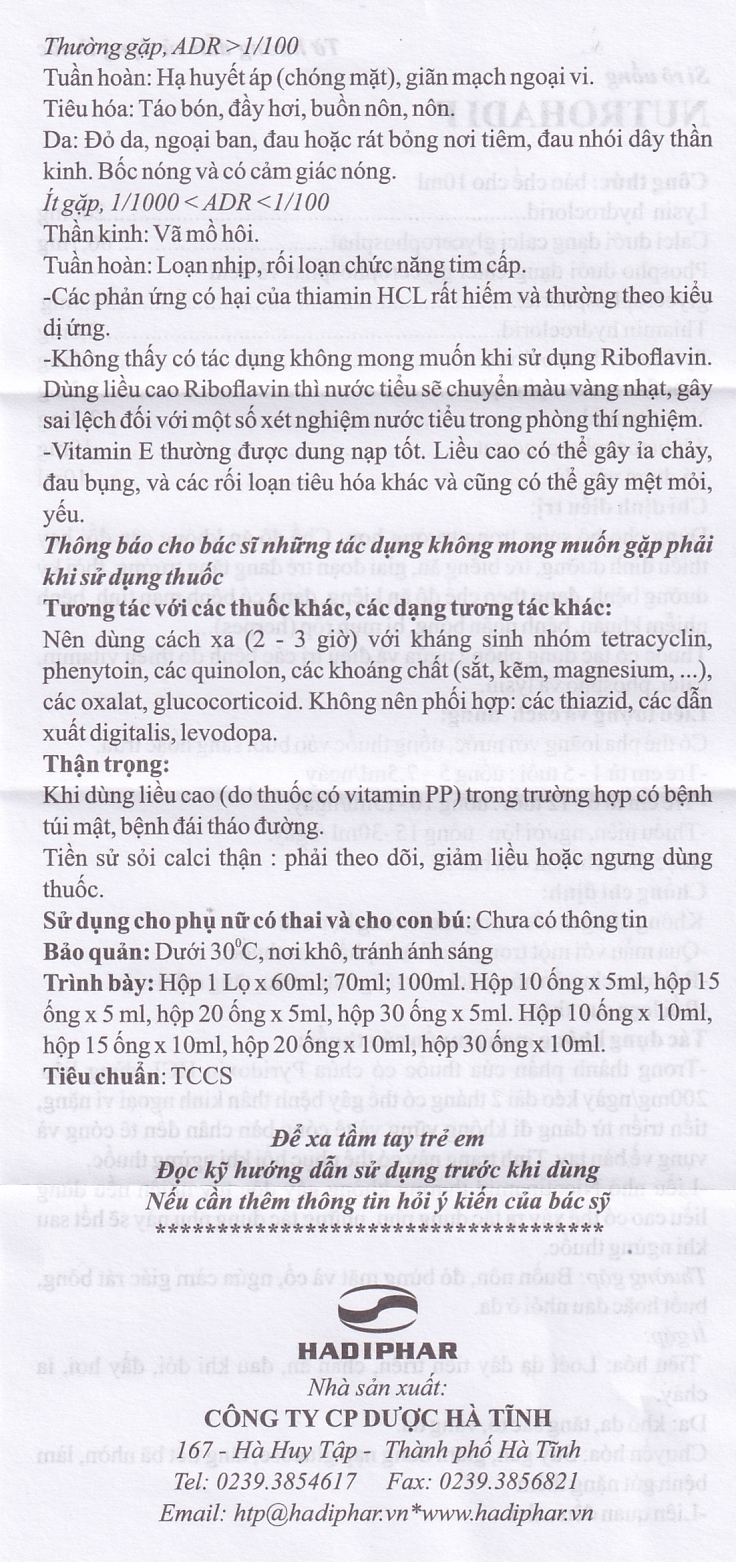 Siro Nutrohadi F bổ sung dinh dưỡng dùng cho trẻ biếng ăn, phòng ngừa thiếu vitamin (20 ống x 10ml)