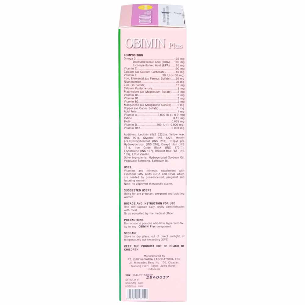 Viên bổ sung vitamin và khoáng chất cho phụ nữ mang thai Obimin Plus (6 vỉ x 5 viên)