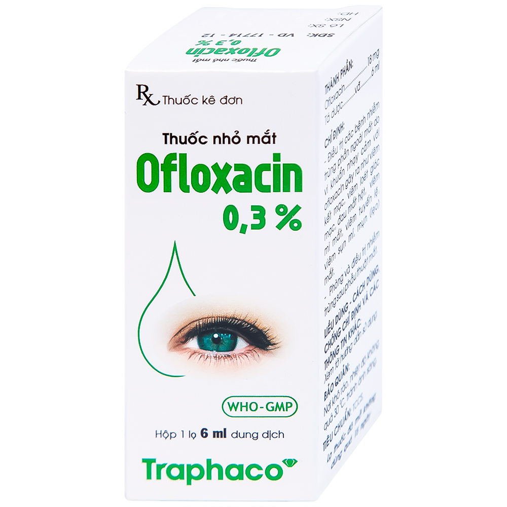 Thuốc nhỏ mắt Ofloxacin 0,3% Traphaco điều trị nhiễm trùng mắt, viêm kết mạc (6ml)