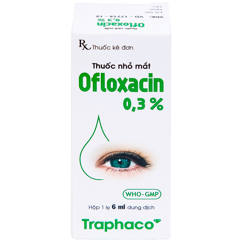 Thuốc nhỏ mắt Ofloxacin 0,3% Traphaco điều trị nhiễm trùng mắt, viêm kết mạc (6ml)
