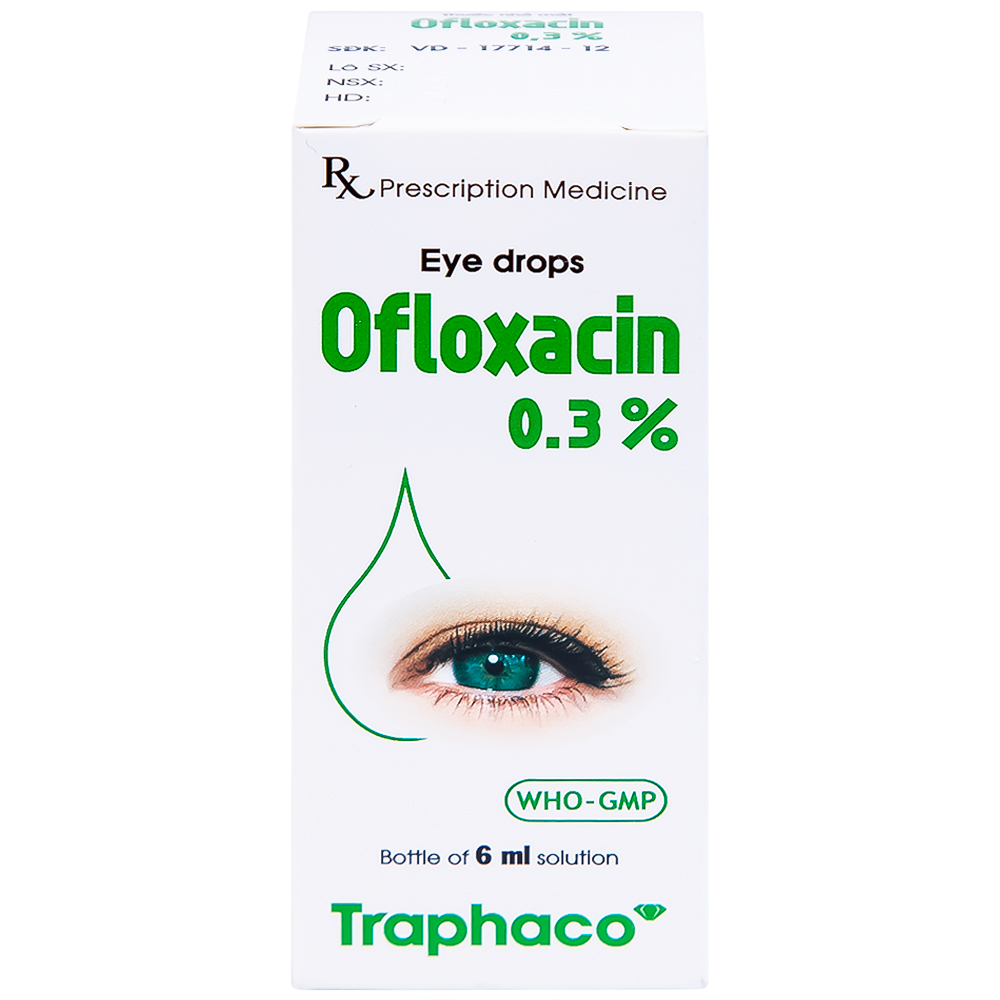 Thuốc nhỏ mắt Ofloxacin 0,3% Traphaco điều trị nhiễm trùng mắt, viêm kết mạc (6ml)