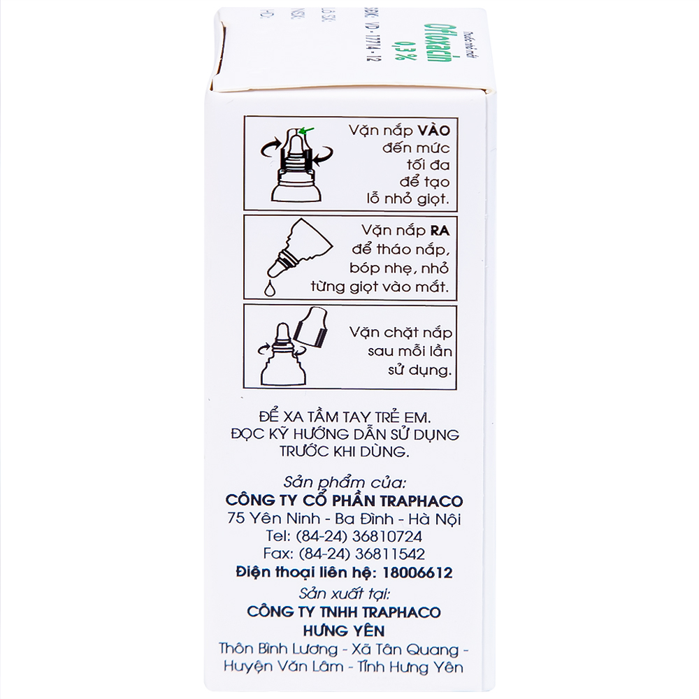 Thuốc nhỏ mắt Ofloxacin 0,3% Traphaco điều trị nhiễm trùng mắt, viêm kết mạc (6ml)