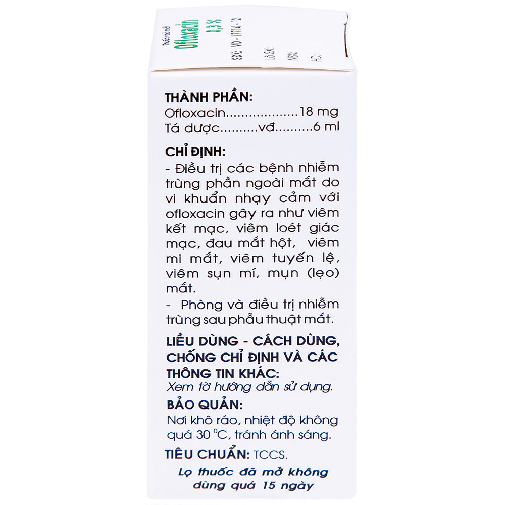 Thuốc nhỏ mắt Ofloxacin 0,3% Traphaco điều trị nhiễm trùng mắt, viêm kết mạc (6ml)