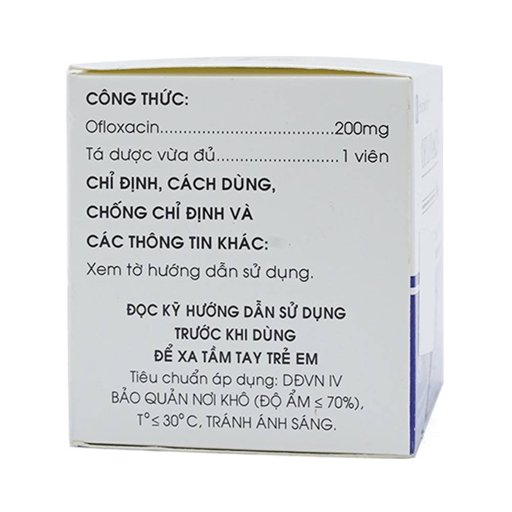 Thuốc Ofloxacin 200mg Mekophar điều trị nhiễm khuẩn (10 vỉ x 10 viên)