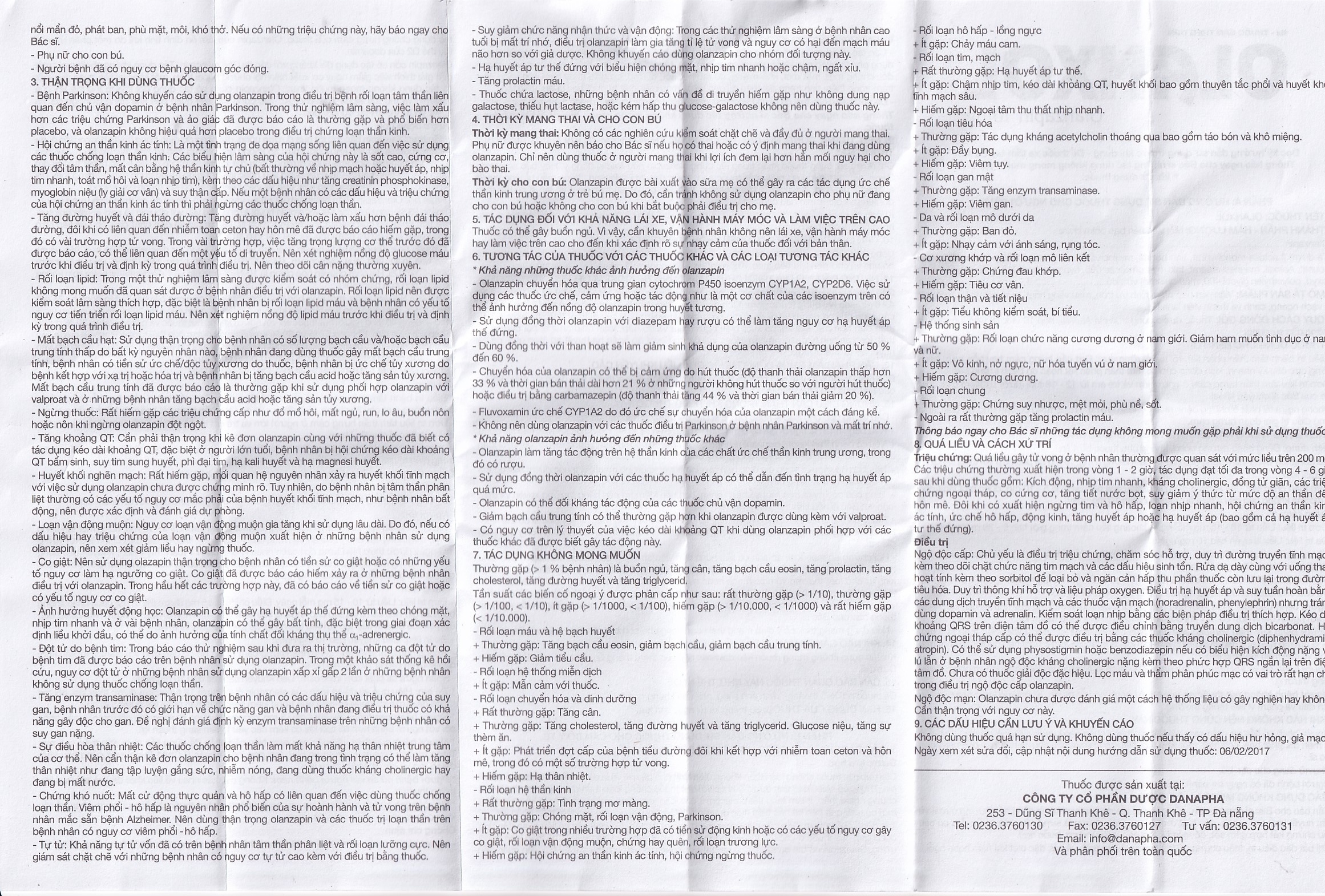 Viên nén Olanxol 10mg Danapha điều trị tâm thần phân liệt (10 vỉ x 10 viên)