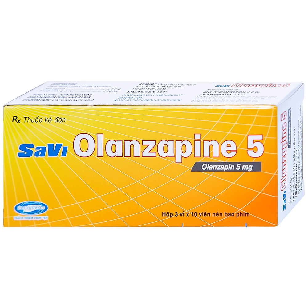 Thuốc Savi Olanzapine 5 điều trị bệnh tâm thần phân liệt (3 vỉ x 10 viên) 