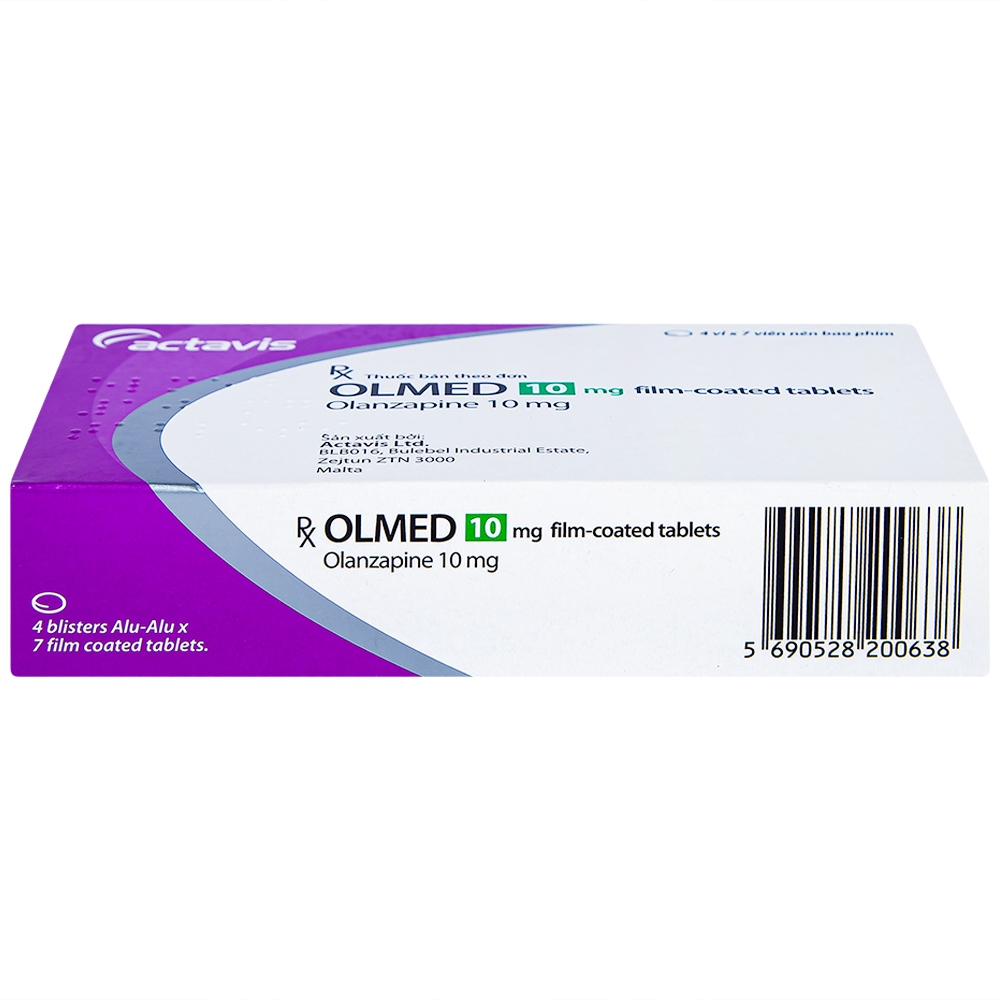 Viên nén Olmed 10mg Actavis điều trị chống loạn thần (4 vỉ x 7 viên)
