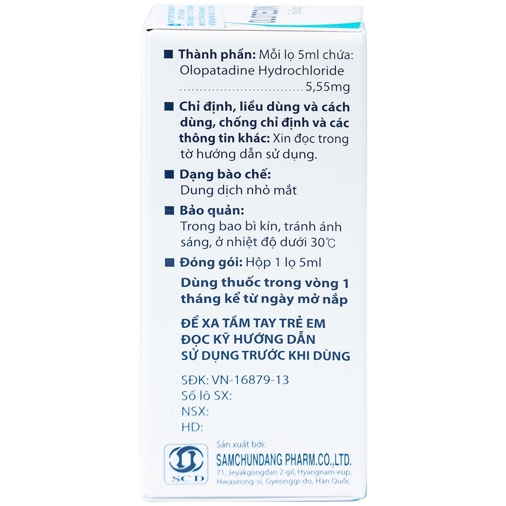Thuốc nhỏ mắt Olotedin Eye Drops Samchundang Pharm điều trị viêm kết mạc dị ứng theo mùa (5ml)