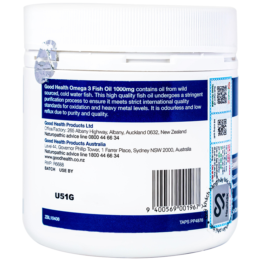 Viên giúp phát triển não bộ Omega 3 Fish Oil 1000mg GoodHealth (150 viên)
