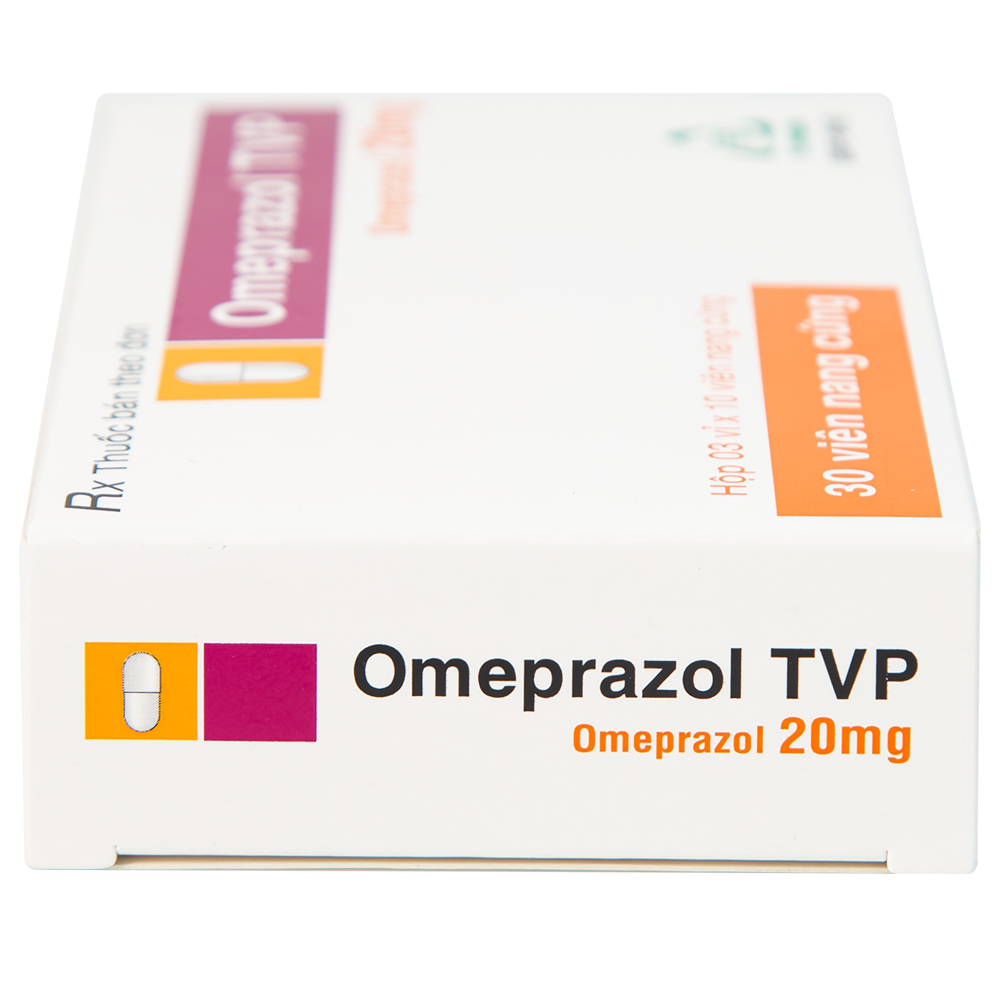 Viên nang cứng Omeprazol TVP 20mg điều trị loét tá tràng, viêm loét dạ dày (3 vỉ x 10 viên) 