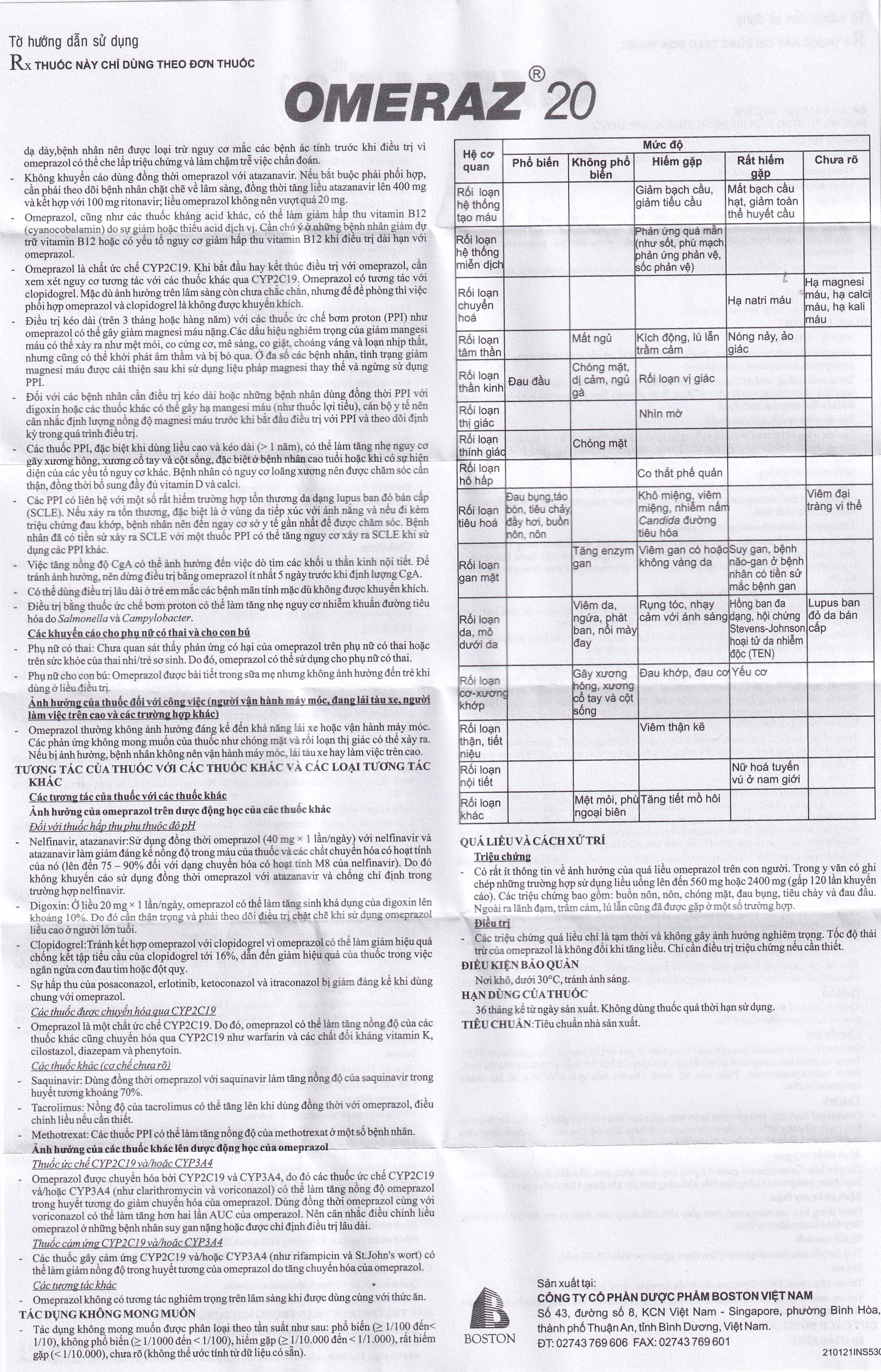 Viên nang Omeraz 20 Boston điều trị và dự phòng tái phát loét dạ dày, tá tràng (5 vỉ x 4 viên) 