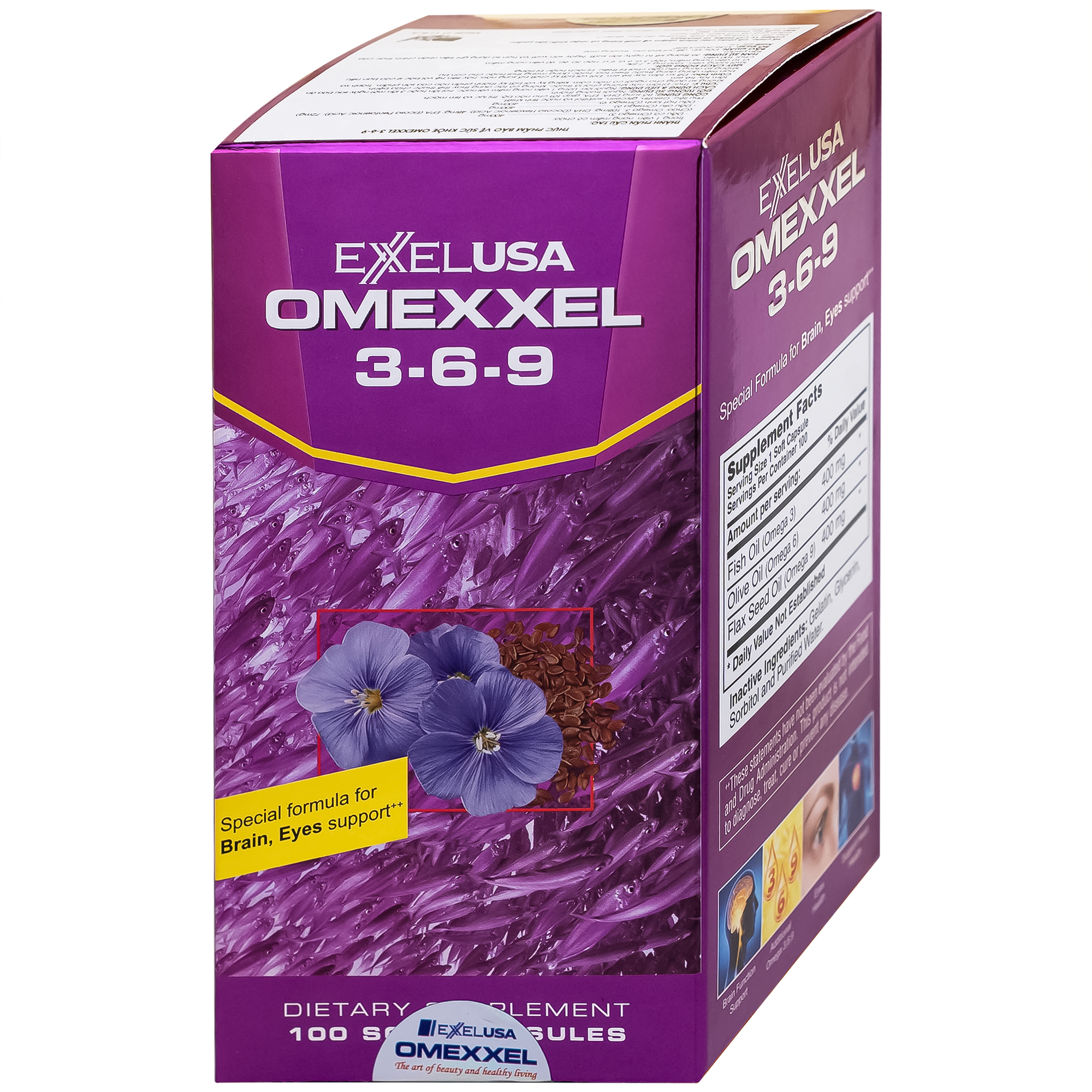 Viên uống hỗ trợ tốt cho não bộ, thị lực và tim mạch Omexxel 3-6-9 (100 viên)