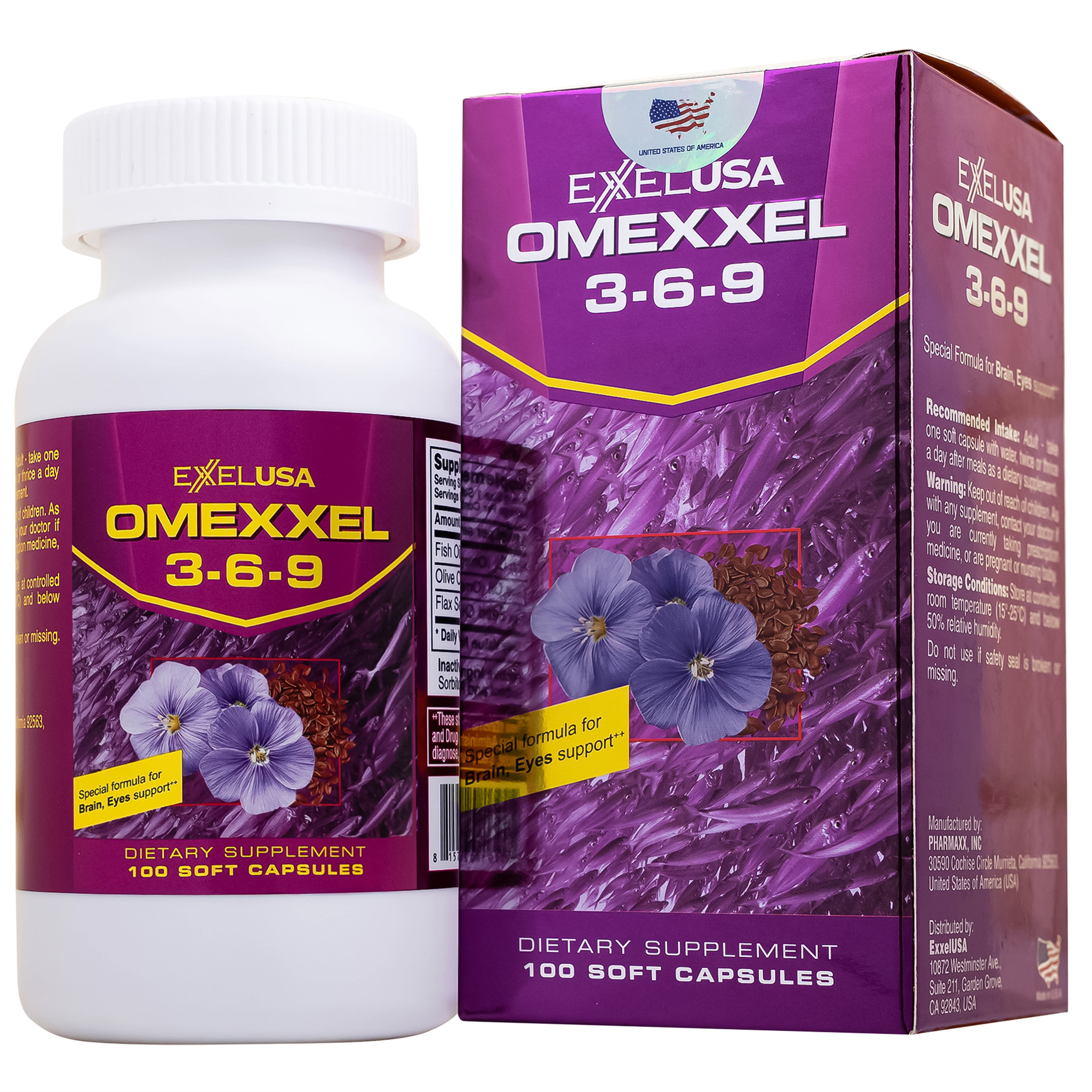 Viên uống hỗ trợ tốt cho não bộ, thị lực và tim mạch Omexxel 3-6-9 (100 viên)