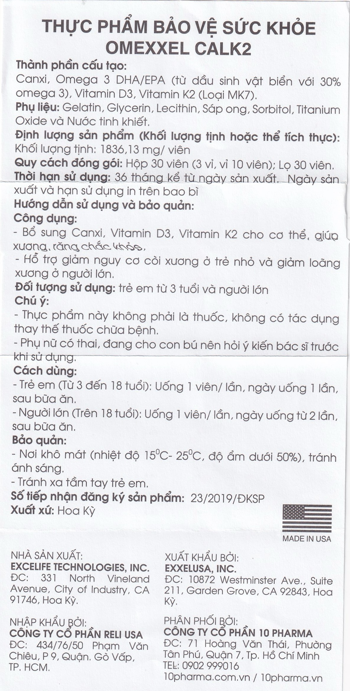 Viên uống bổ sung Canxi giúp xương răng chắc khỏe Omexxel Calk2 (3 vỉ x 10 viên)