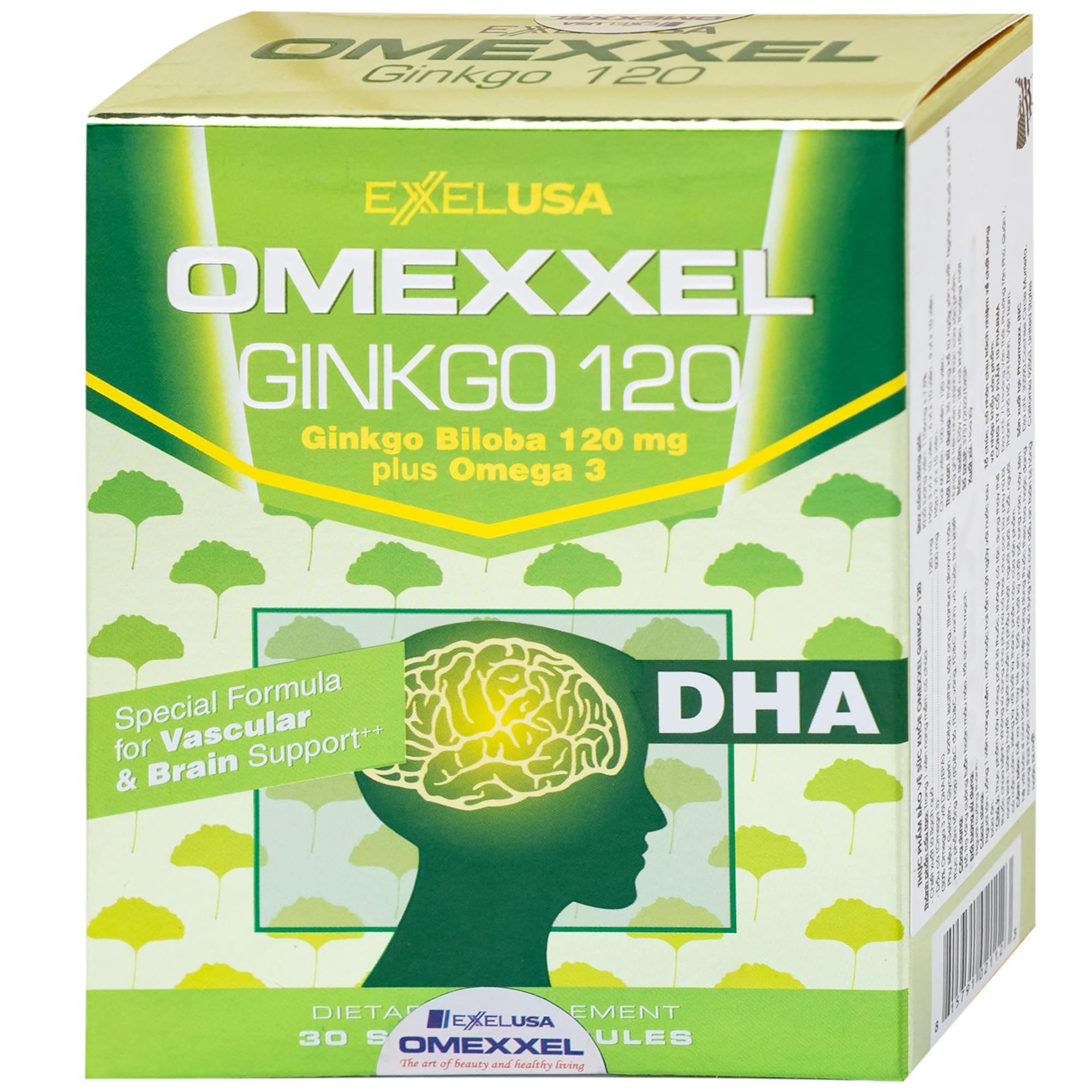 Viên uống hỗ trợ tăng cường tuần hoàn máu não Omexxel Ginkgo 120 (2 vỉ x 15 viên)