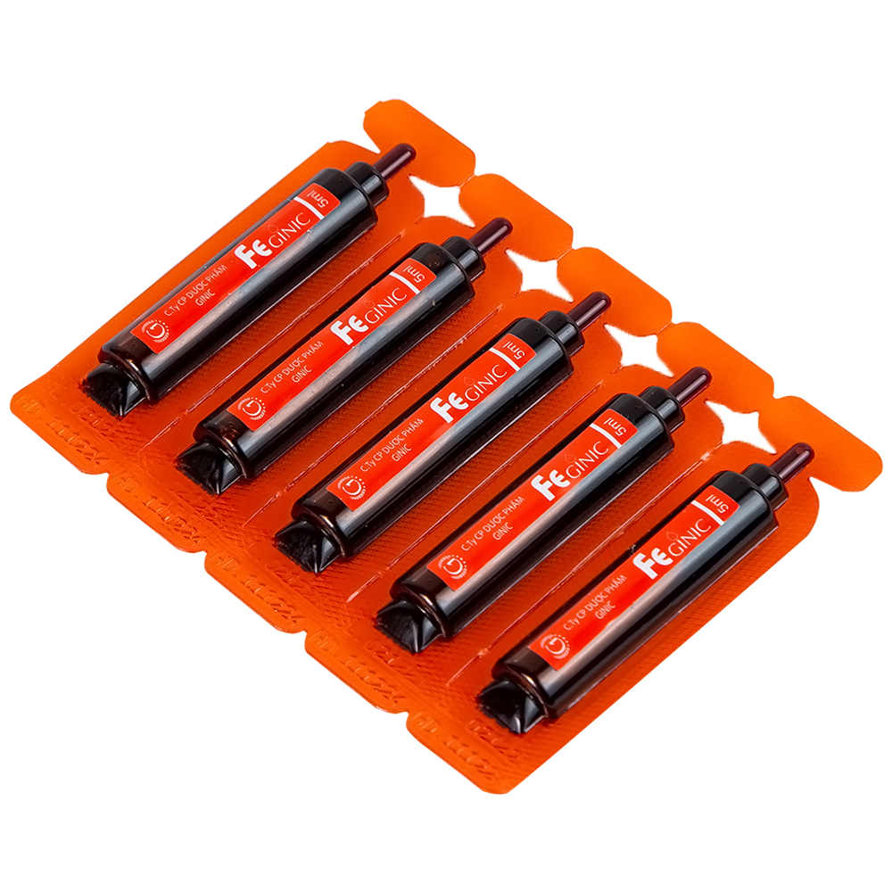 Dung dịch Feginic bổ sung sắt cho người thiếu máu do thiếu sắt (4 vỉ x 5 ống x 5ml)
