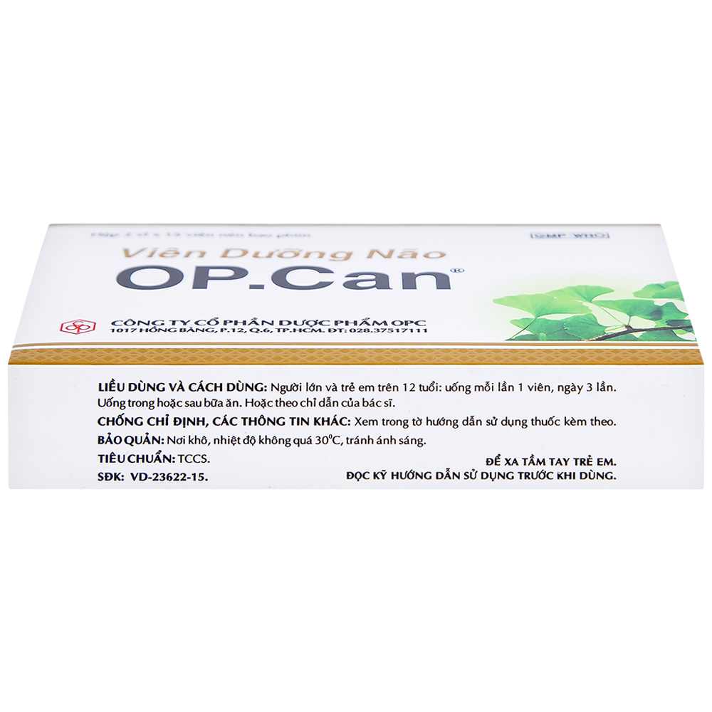 Viên dưỡng não O.P.CAN OPC điều trị giảm trí nhớ, kém tập trung, thiểu năng tuần hoàn não (2 vỉ x 15 viên) 