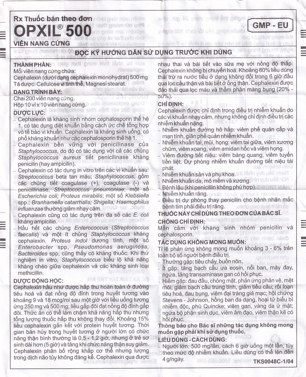 Thuốc OPXIL 500 Imexpharm điều trị các tình trạng nhiễm khuẩn do các vi khuẩn nhạy cảm (200 viên)