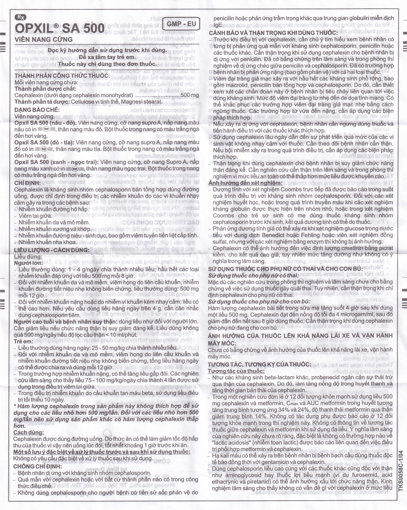 Thuốc OPXIL SA 500 Imexpharm điều trị các nhiễm khuẩn do các vi khuẩn nhạy cảm (10 vỉ x 10 viên)