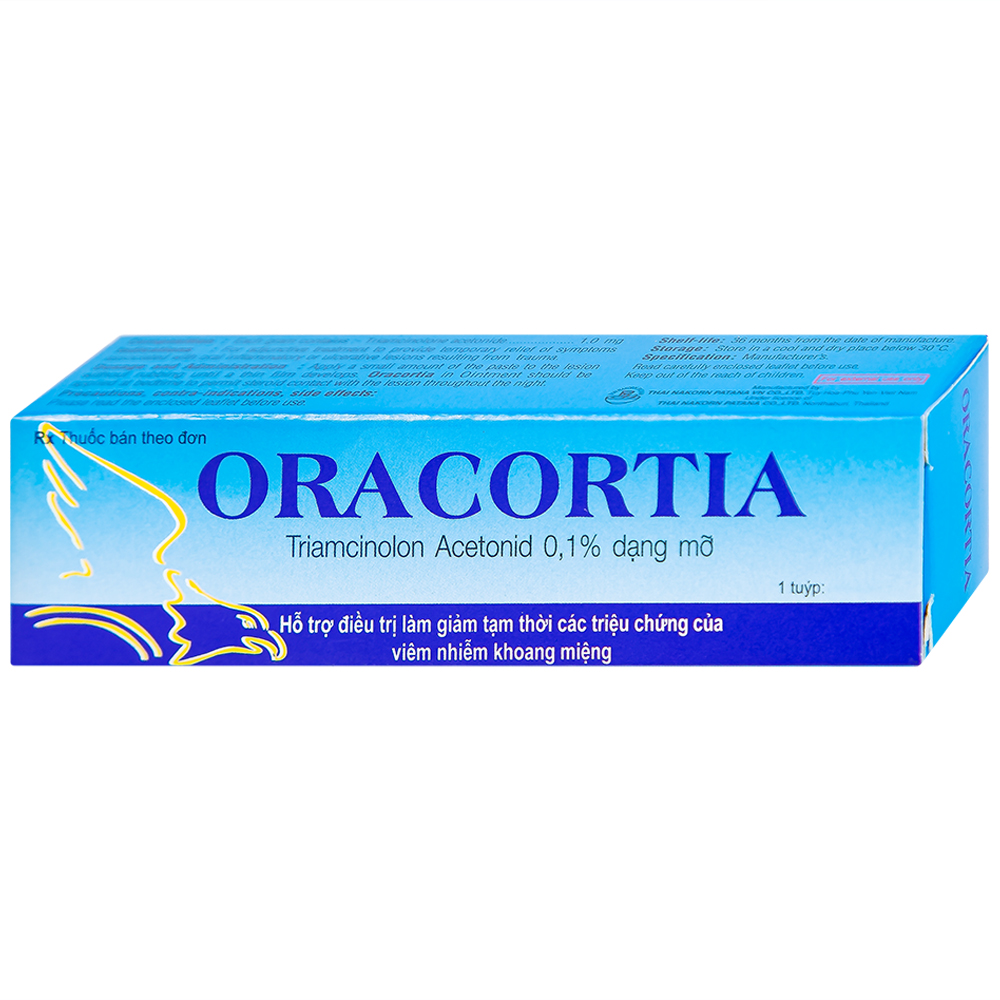 Thuốc mỡ Oracortia 0,1% Thai Nakorn Patana giảm triệu chứng viêm nhiễm khoang miệng, loét do chấn thương (5g)