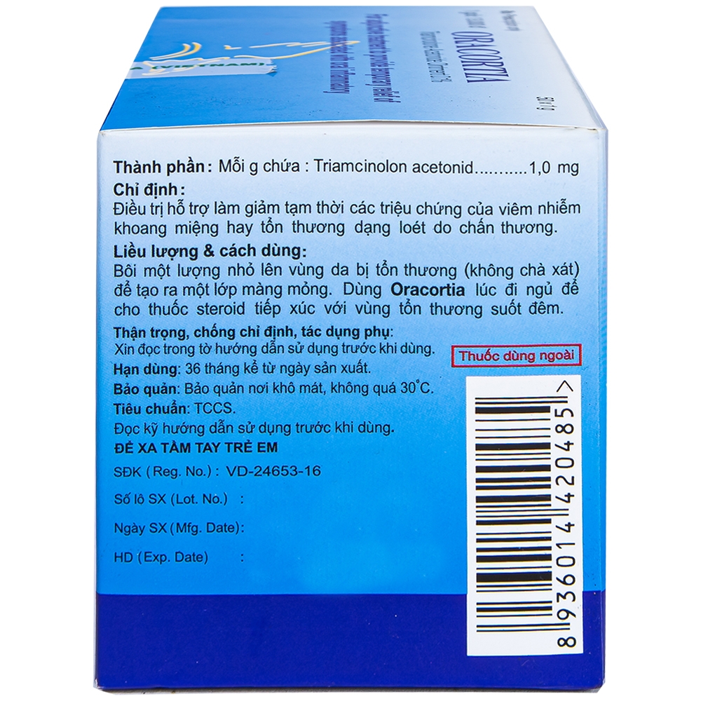Thuốc mỡ Oracortia 0.1% Thai Nakorn Patana hỗ trợ điều trị viêm nhiễm khoang miệng (50 gói x 1g)