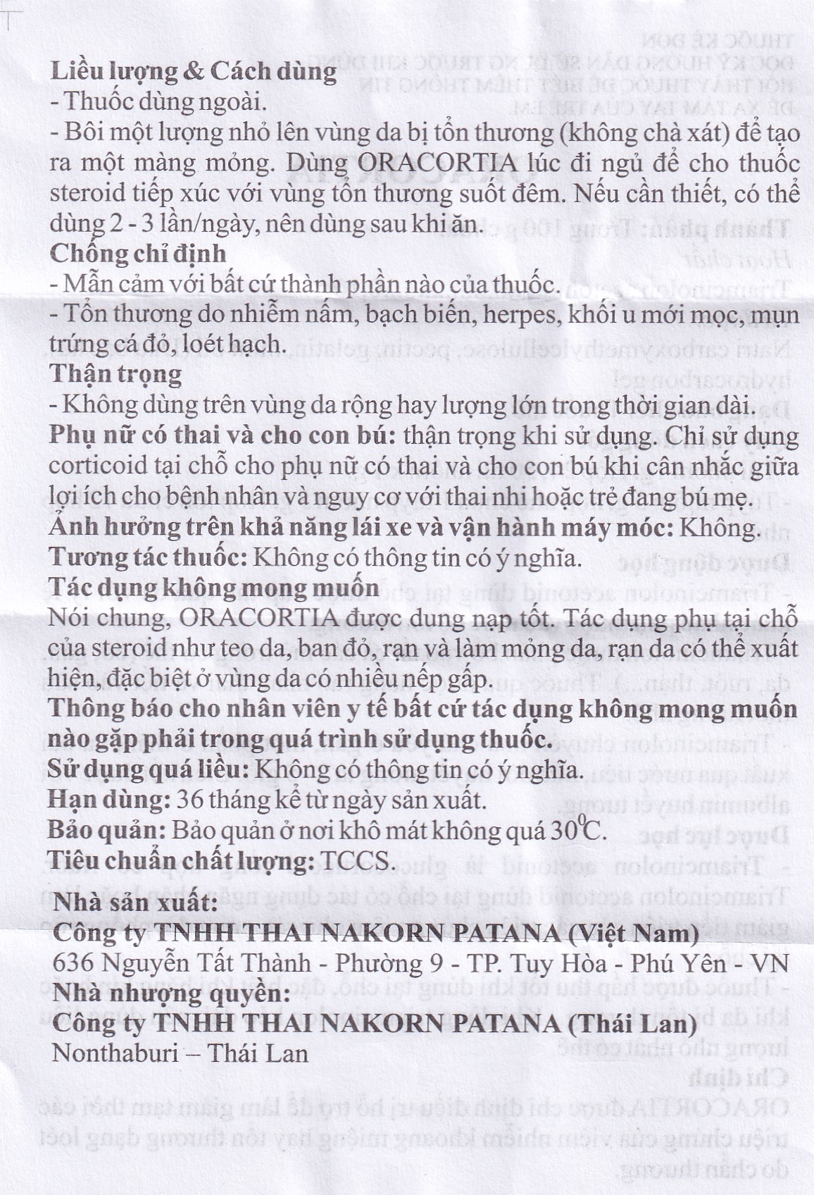 Thuốc mỡ Oracortia 0.1% Thai Nakorn Patana hỗ trợ điều trị viêm nhiễm khoang miệng (50 gói x 1g)