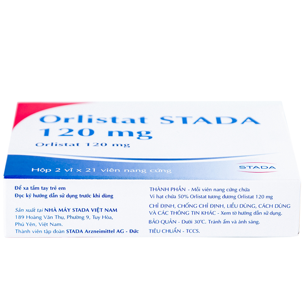 Thuốc Orlistat Stada 120mg hỗ trợ giảm nhẹ calo cho bệnh béo phì (2 vỉ x 21 viên)