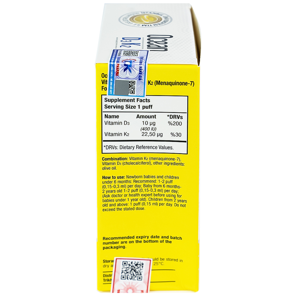 Siro giúp tăng cường hấp thu canxi Ocean D3K2 Orzax (20ml)