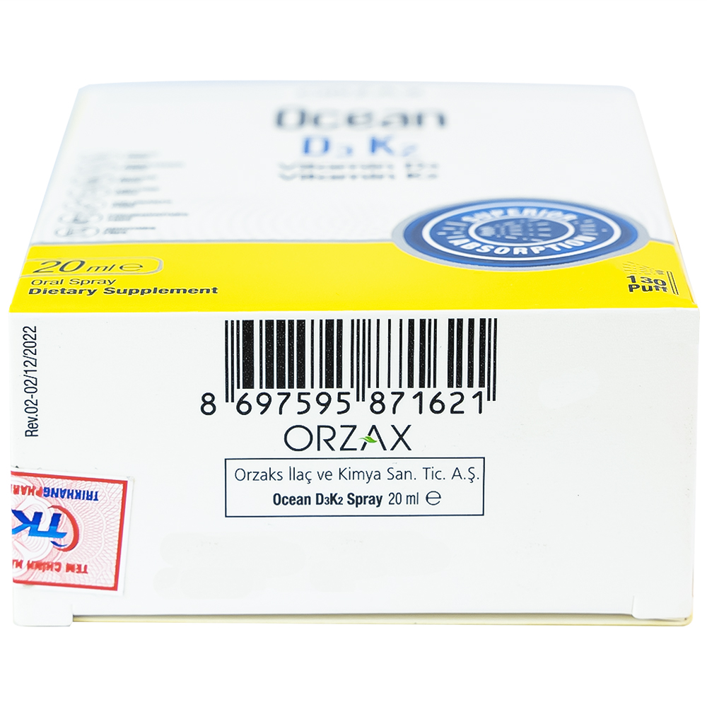 Siro giúp tăng cường hấp thu canxi Ocean D3K2 Orzax (20ml)
