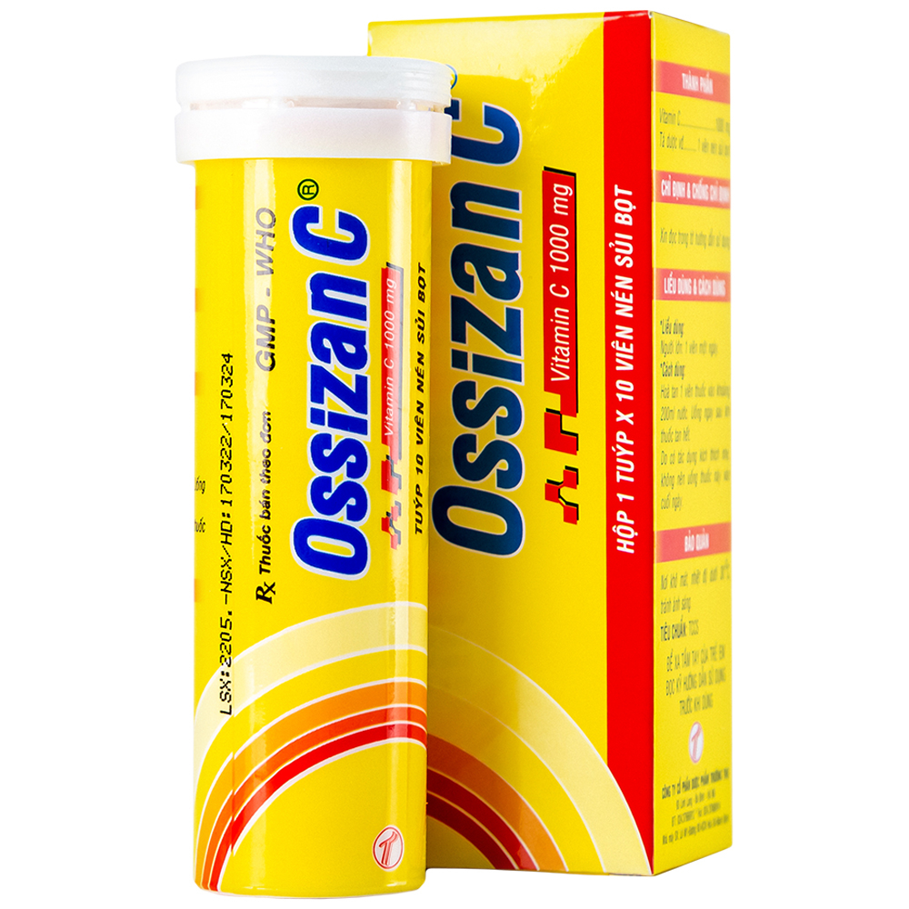 Viên sủi Ossizan C 1000mg Trường Thọ điều trị thiếu hụt vitamin C (10 viên)